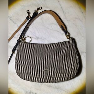Coach Black and Tan Checkered Shoulder Bag